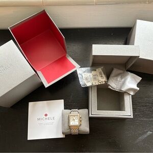 Michele Deco Two-Tone 18K Gold Plated Diamond Watch